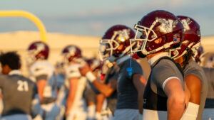 Niceville Eagles players warm up before they play the Choctawhatchee Indians at Joe Etheridge Field in Fort Walton Beach, Florida on September 20. The Eagles would come away with another dominant win to start the first half of their season 5-0.