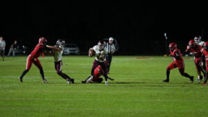 JJ Lewis makes a man miss and heads downfield for a long gain against the crestview Bulldogs. Lewis is ability on his feet proved devastating for the Eagles who would rack up 35 points on the evening.