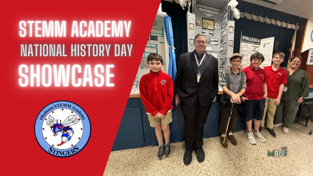Okaloosa STEMM Academy students showcased historical research projects at a National History Day showcase, with 19 advancing to the Florida History Day competition.