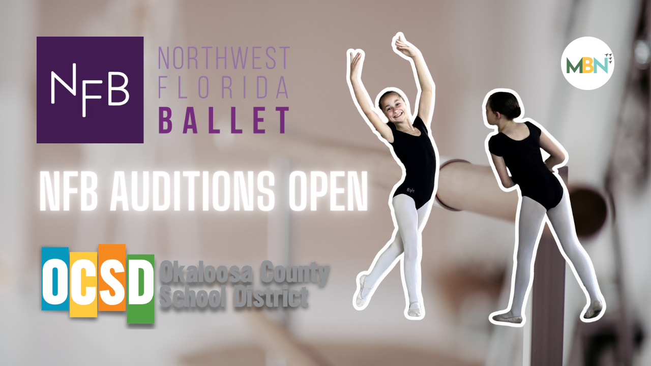 Northwest Florida Ballet is holding auditions for its tuition-free Académie program for incoming 3rd and 4th grade students, with registration open through April 24 for tryouts on April 26–27 in Fort Walton Beach.