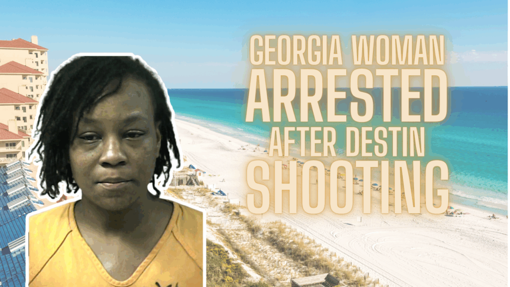 Deputies arrested a Georgia tourist in Destin after she allegedly shot a man in the leg during a domestic dispute.