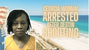 Deputies arrested a Georgia tourist in Destin after she allegedly shot a man in the leg during a domestic dispute.