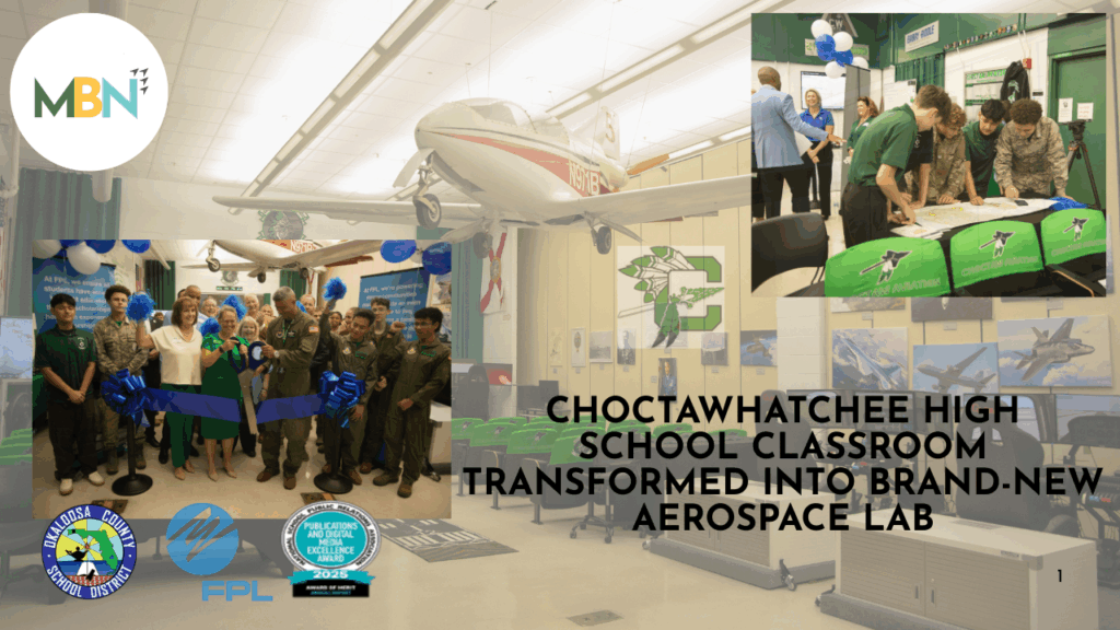 A $50,000 grant from Florida Power & Light Company funded the construction of a new aerospace lab and flight simulator at Choctawhatchee High School, unveiled on September 23, to expand STEM learning opportunities.
