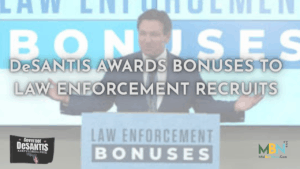 Governor Ron DeSantis announced that more than 9,400 law enforcement officers have received $5,000 bonuses through Florida’s Law Enforcement Recruitment Bonus Program. The announcement took place in Panama City, where DeSantis presented checks to recruits from Bay, Franklin, Gulf, and Walton counties. The initiative, launched in 2022, is part of a broader effort to attract and retain officers, increase pay, and enhance benefits for law enforcement personnel across the state.