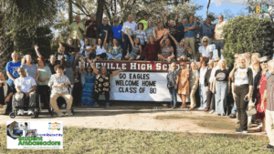 Members of the Niceville High School Class of 1980 gathered for their 45th reunion this fall and celebrated by refurbishing the school’s original sign, which they had donated as their senior class gift. The project symbolizes their lasting connection to the school and their continued commitment to the Eagle community.