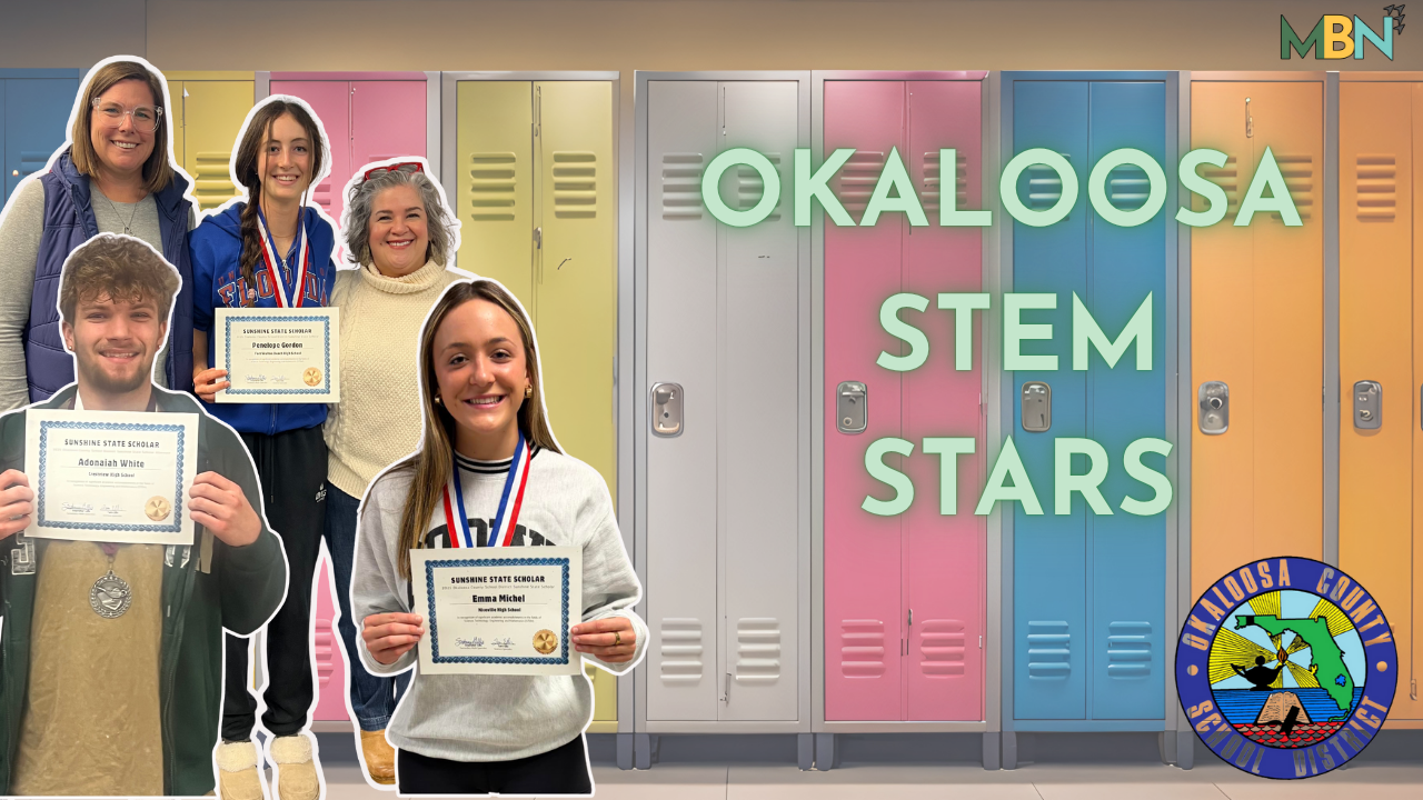 The Okaloosa County School District has named Penelope Gordon and Emma Michel as its 2025 Sunshine State Scholars, with Adonaiah White named as the alternate. The program recognizes top 11th-grade STEM students statewide and offers opportunities to connect with colleges and employers in Orlando.