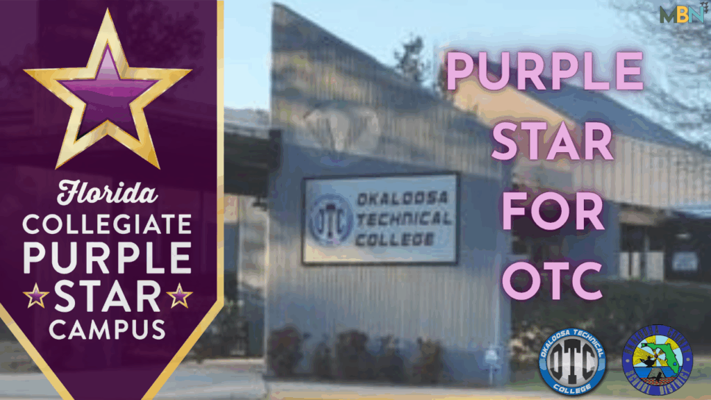Okaloosa Technical College has been designated a Collegiate Purple Star Campus by the Florida Department of Education for its strong support of military-affiliated students, recognizing the college’s programs, services, and commitment to the area's large military community.