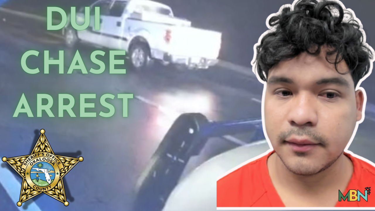 Deputies arrested 25-year-old Luis Montoya after he allegedly fled two crash scenes, drove drunk with a child in the truck, and refused to comply with a traffic stop on Okaloosa Island and in Destin.