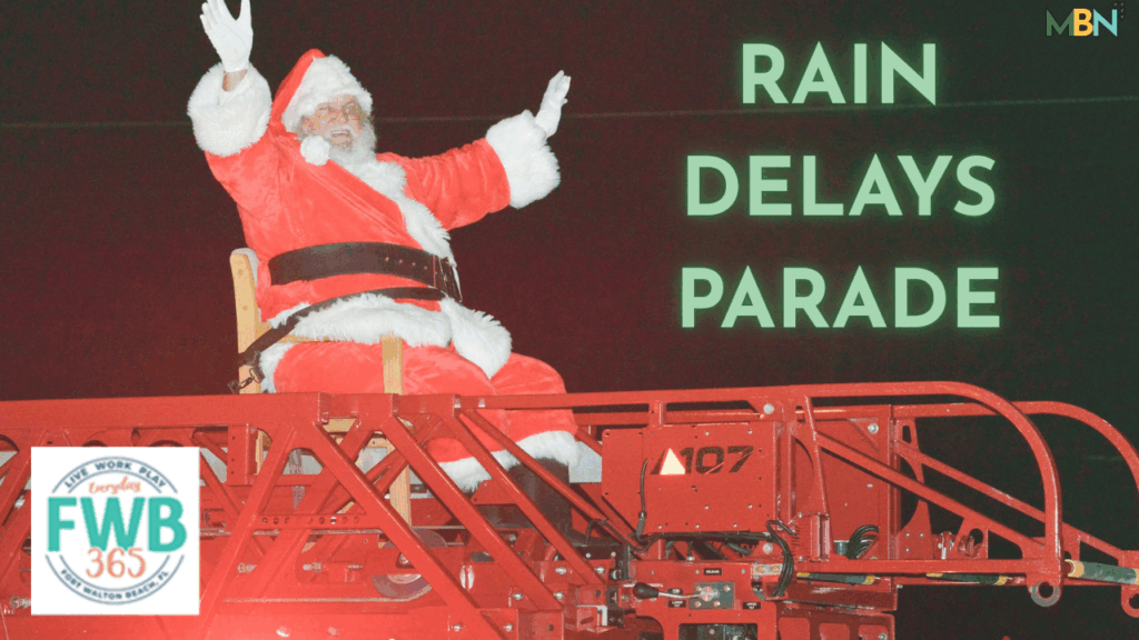 Due to expected rain, the Christmas Parade has been rescheduled for December 2 and will feature a zoo-themed lineup along its traditional Eglin Parkway route.
