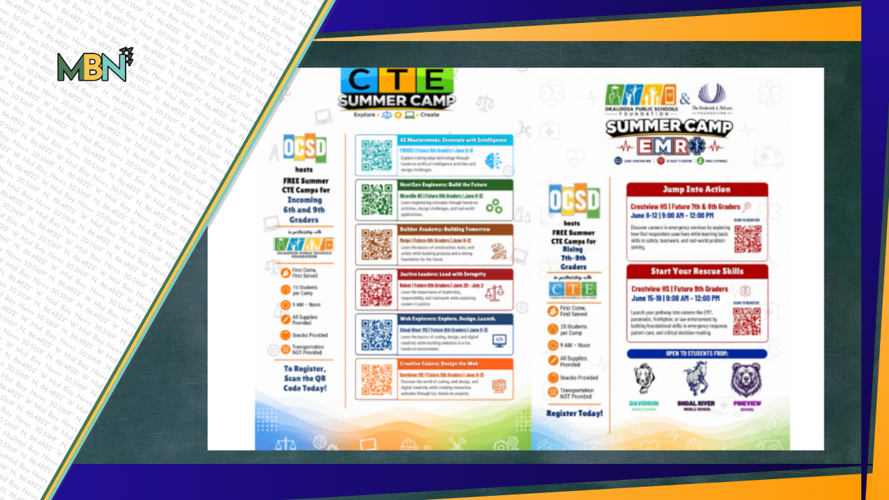 Free summer camps. Real-world skills. Future careers starting now in Okaloosa County.