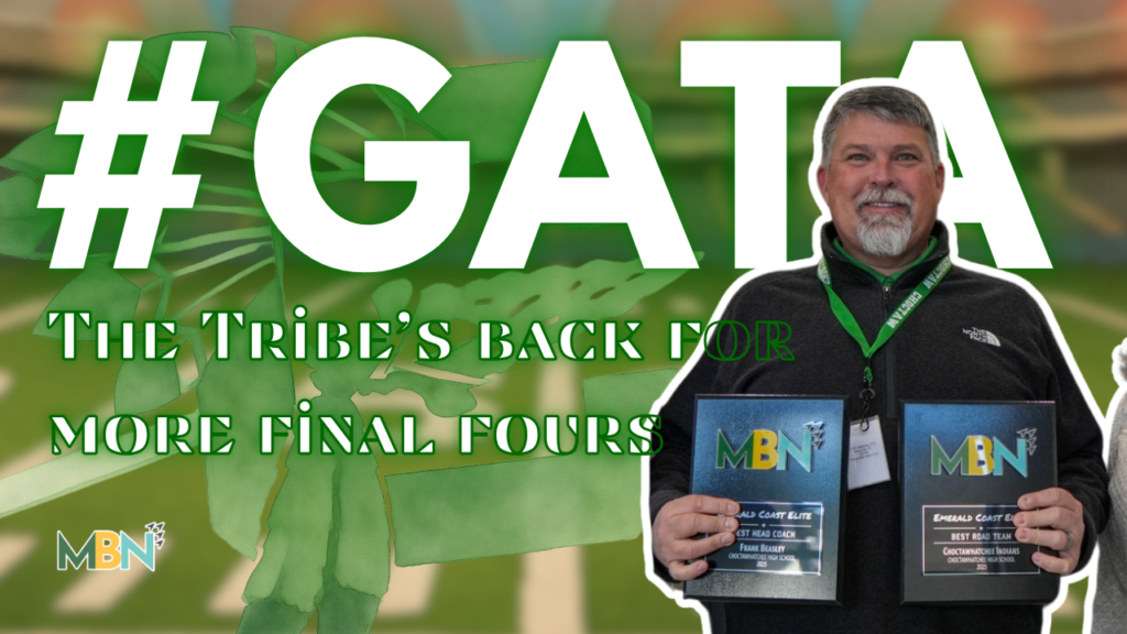 Thumbnail with large white '#GATA' text over a green background; a man holds two award plaques featuring the MBN logo beside a green lanyard, ready for a competition recap.