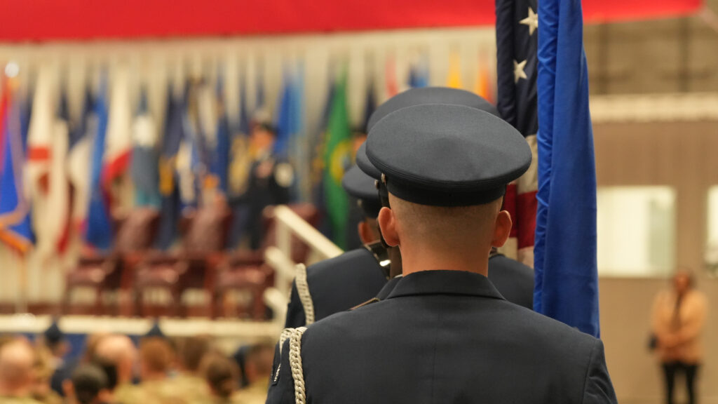 The Air Force Base on guard ready to march the colors to their post the change of ceremony Forse on June 16, 2026.