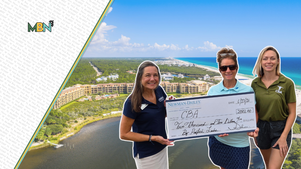 Vacation bookings at two 30A resorts generated a $2,002 donation to support conservation efforts for Big Redfish Lake through the Choctawhatchee Basin Alliance.
