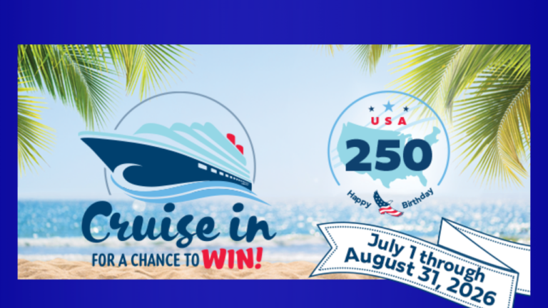 Eglin Federal Credit Union will celebrate America's 250th anniversary with patriotic events and a chance for visitors to win a cruise vacation during a summer giveaway promotion.