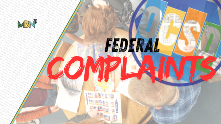 News thumbnail showing bold 'FEDERAL COMPLAINTS' text over a classroom scene; MBN logo on the left.